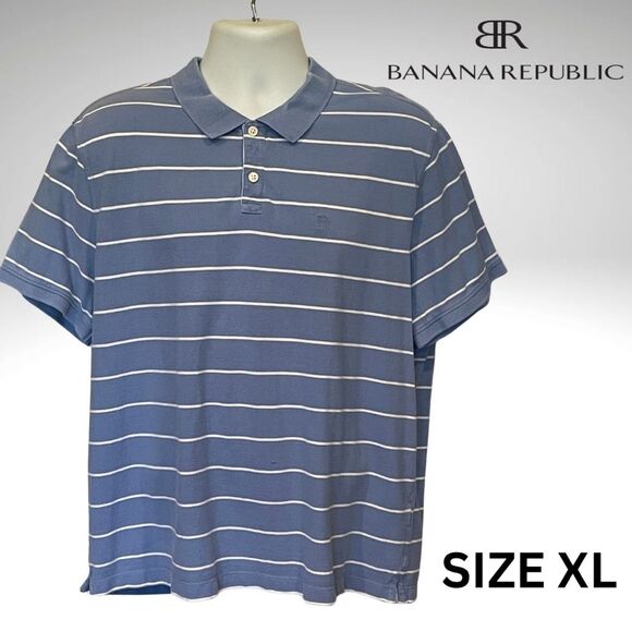 Banana Republic Other - Banana Republic Men's Polo in Blue with White Stripes Size XL
